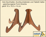 Kirsche geölt Buchständer und Tablett Halter - geschwungene Form 18 x 19,5 x 14 cm
